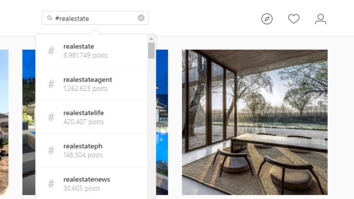 Real Estate hashtag on Instagram