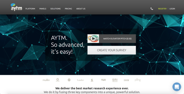 Survey tools: AYTM Homepage 