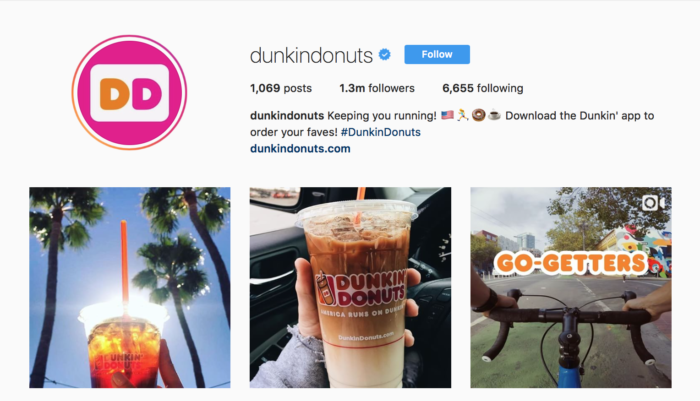 Dunkin Donuts Instagram account