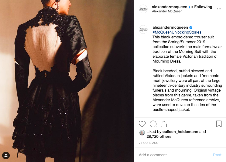  Alexander McQueen's branding strategy on Instagram
