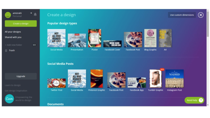 Canva as graphic design tool